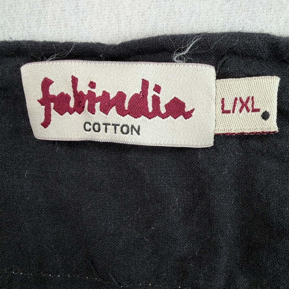 Fabindia Cotton Maxi Skirt L XL Black Boho Indie Folk Whimsy Prairie Cottage - Picture 4 of 6